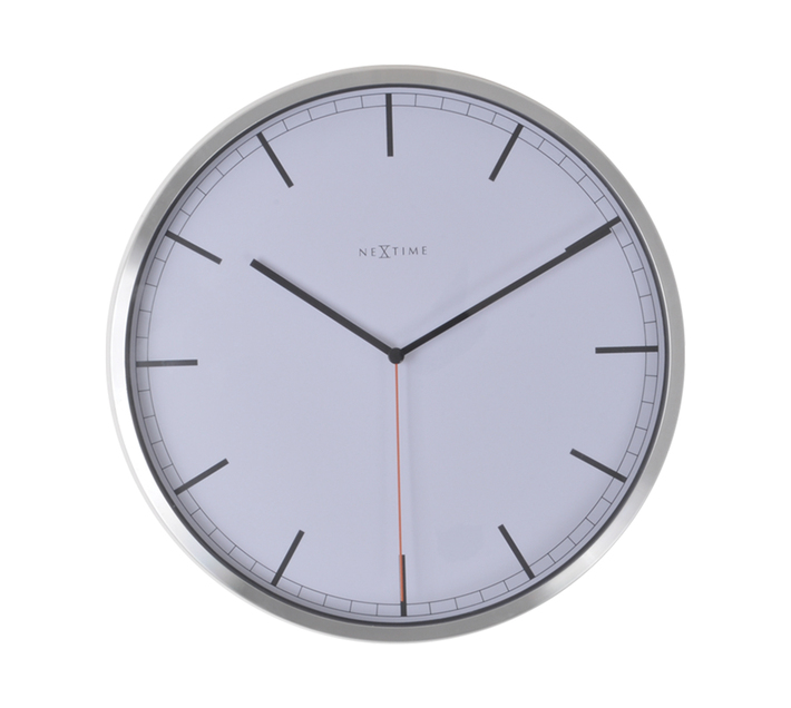 NeXtime 35cm Aluminium Company Stripe Round Wall Clock - White