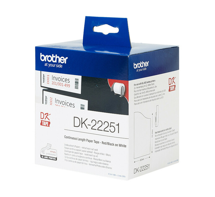 Brother DK-22251 Continuous Length Label Roll Red/Black (62mm x 15.24M) 
