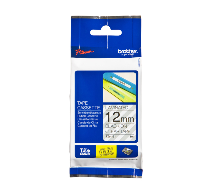 Brother 12mm x 8m TZE131 Black on Clear 12mm Laminated Tape Makro