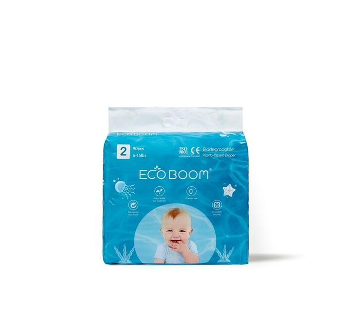 Eco Boom Plant-Based Baby Nappies Pack of 90 - Small (3-8Kg)
