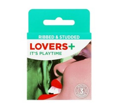 Lovers Plus Ribbed & Studded Condoms (3's)