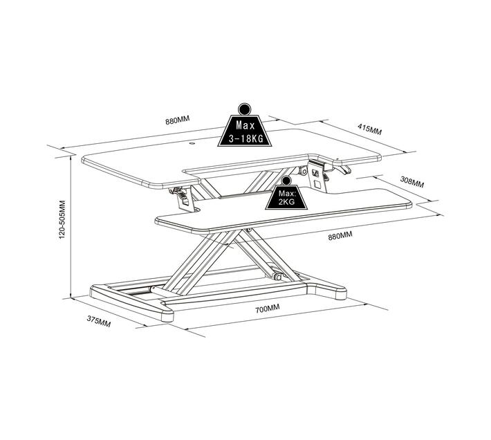 X-COVE Sit-Stand Standing Desk Converter (Black)