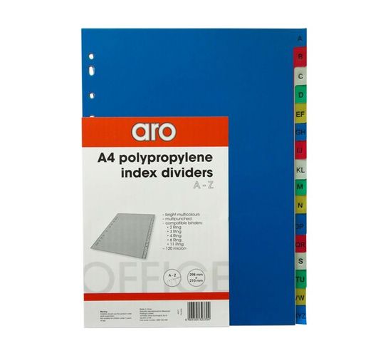 ARO A4 Polypropylene File Dividers A-Z 