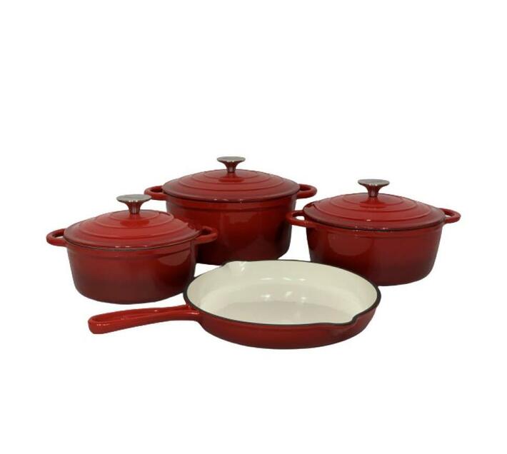Pot set 7 Piece Cast Iron Grooved Lid Kitchen Essentials Makro