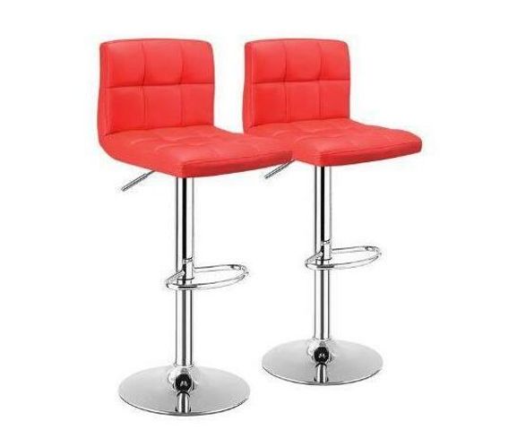 Alzow Faux Leather Swivel Bar Stool - Set of 2 (Red)