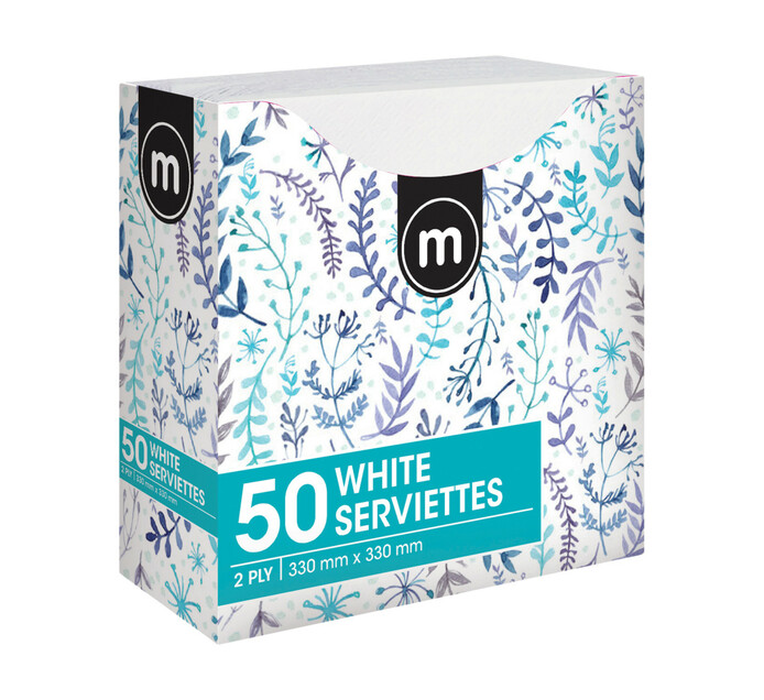 M Serviettes 2Ply 330mmx330mm White (1 x 50's)