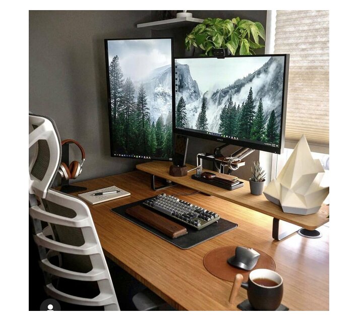 Table Shelf Ergonomic Dual Monitor Riser or Laptop Stand Makro