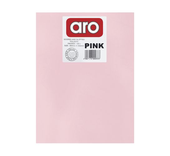 ARO Straight Cut Folders Pink 100-Pack Pink 