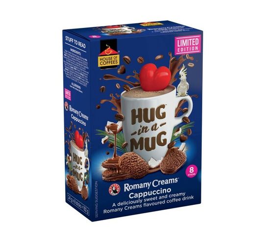 House Of Coffees Hug In A Mug Romany Creams Cappucino (8 x 24g)