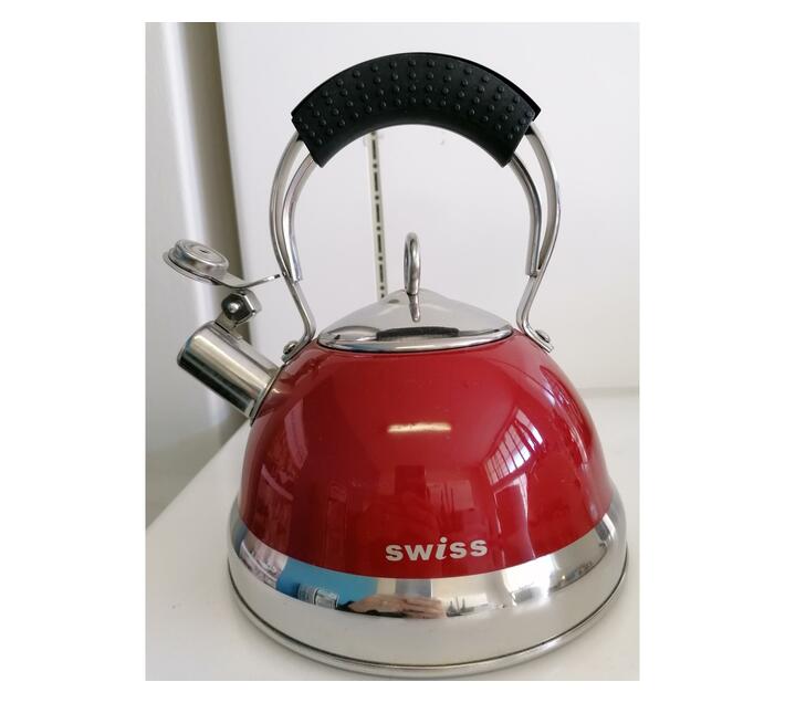 Swiss 2.5 Lt Gas Gourmet Whistling Kettle Red Makro