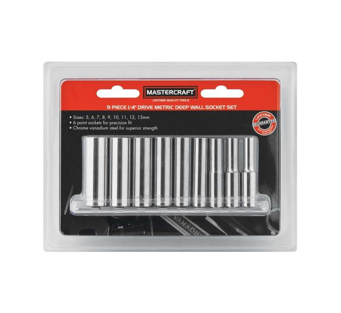 Mastercraft 9pc Deep Wall 1/4" Socket Set Makro
