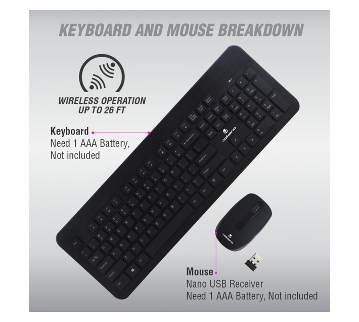 Volkano Cobalt Series Wireless Keyboard and Mouse Combo Makro