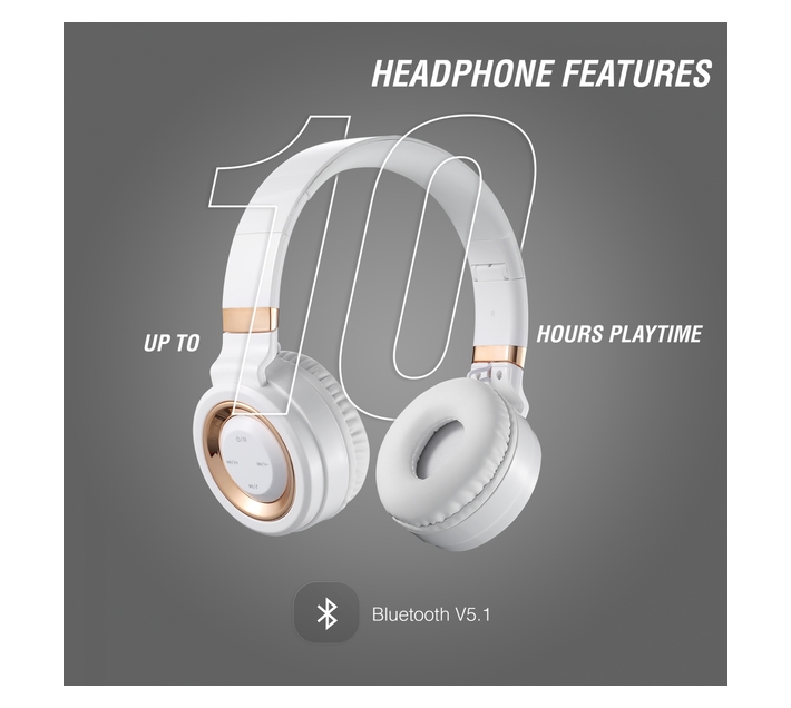 Volkano Headphones Bluetooth Wireless Lunar Series White/Rose Gold