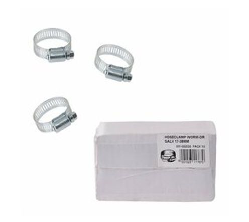 Hose clamp Worm-Dr Galvanized 17-38mm (Pack of 10)