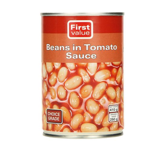 FIRST VALUE BEANS IN TOMATO SAUCE 410G