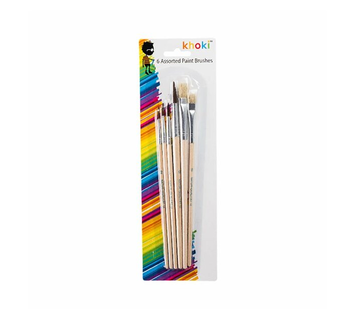 Student Paint Brushes - 6 Assorted Sizes Per Pack (Pack of 4)