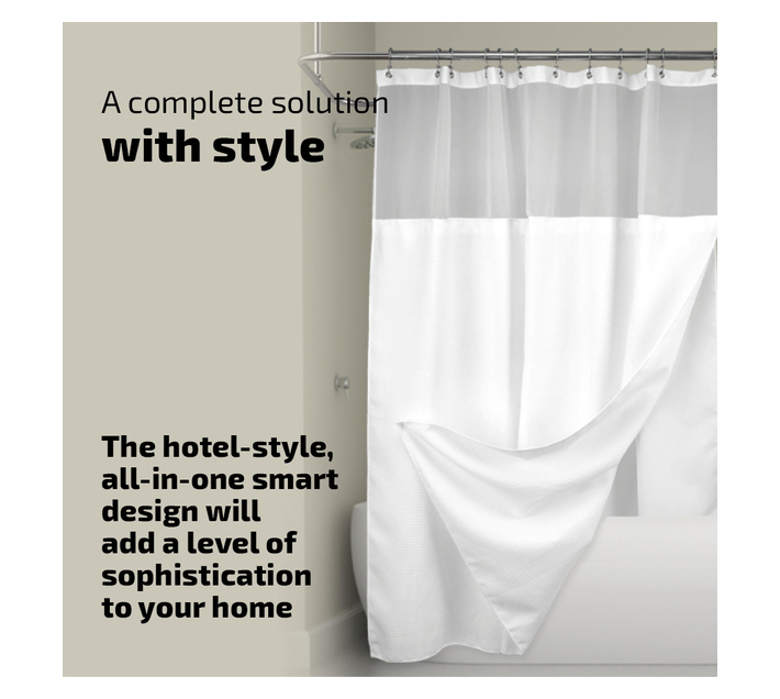 Maisonware Heavyweight Fabric & Mesh Top Window Shower Curtain Makro