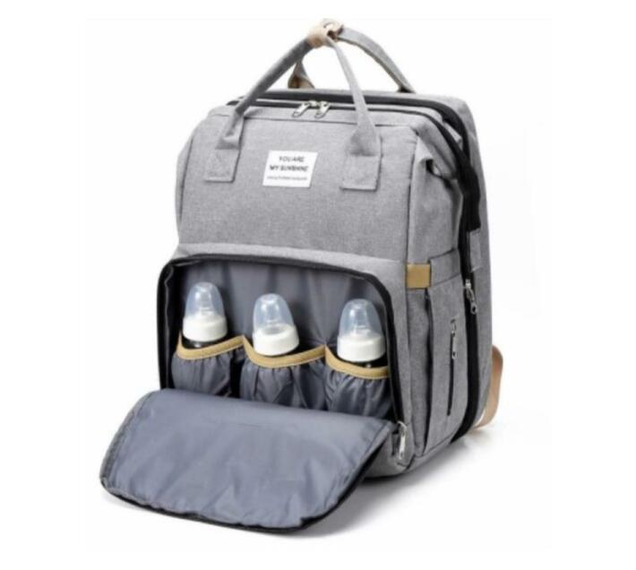Multifunctional Diaper Bag Folding Bed Grey Makro