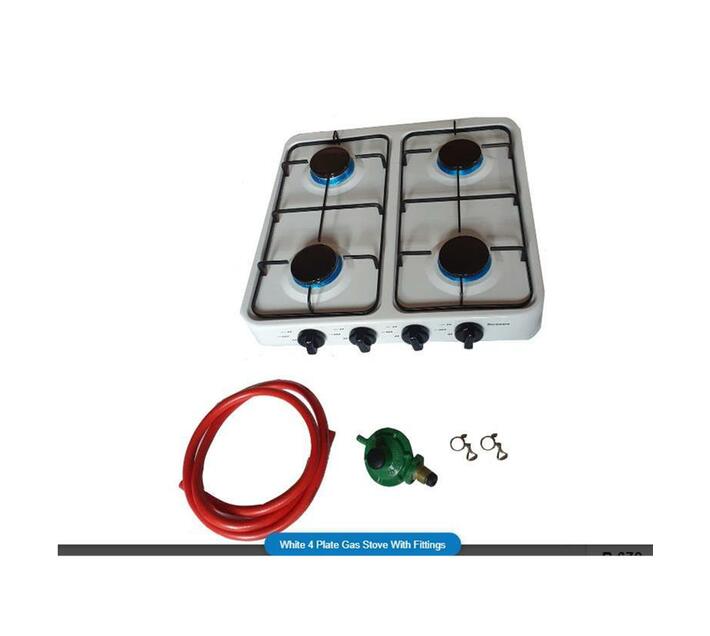 White 4 Plate Gas Stove With Fittings Makro