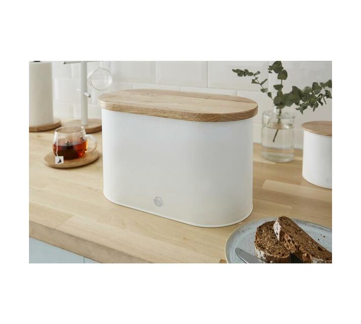 Swan Nordic White Bread Bin with Cutting Board Makro