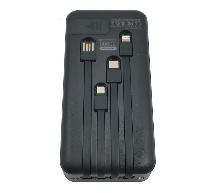High Capacity Portable 20,000 mAh Power Bank with BuiltIn Cables