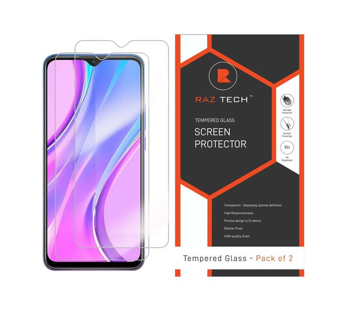 Raz Tech Tempered Glass Screen Protector for Xiaomi Redmi 9 (Pack of 2)