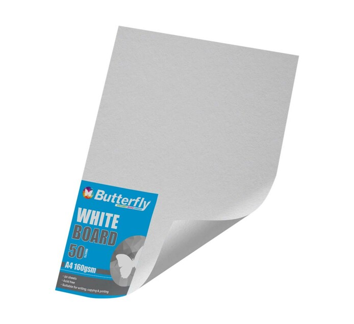 Butterfly A4 Board White 50 Sheet Specialised Paper Specialised