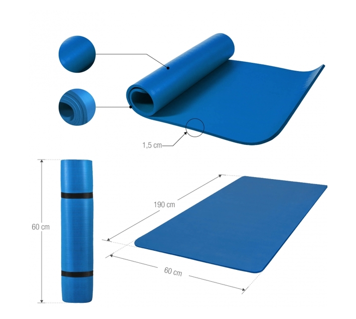 GORILLA SPORTS SA Deluxe NBR Yoga Mat 190x60x1.5cm Royal Blue Makro
