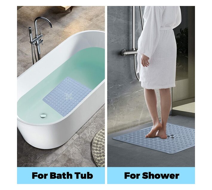 NonSlip PVC Bathroom Bath / Shower Mat with Polka Dot Texture Light