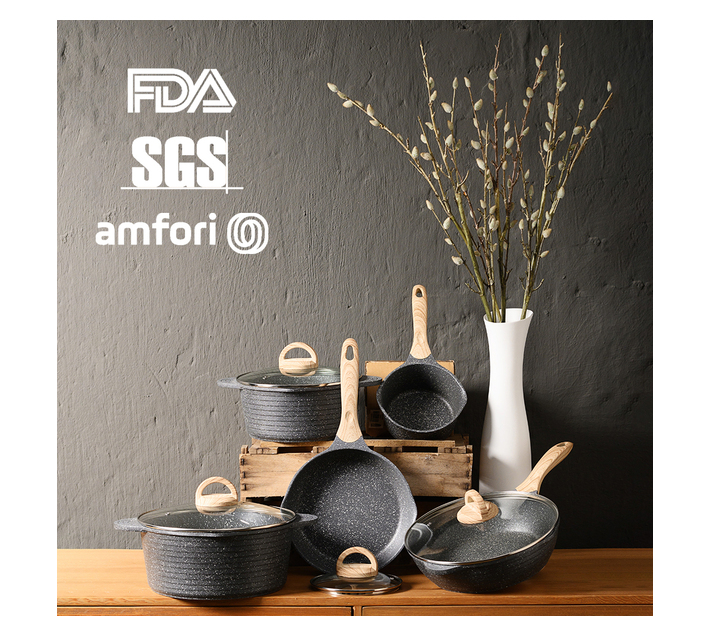 9pcs Die Cast Aluminium NonStick Cookware Pots and Pans