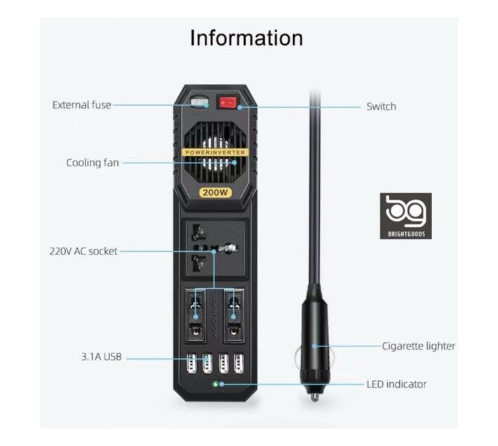 Brightgoods Car Power Inverter Portable Makro