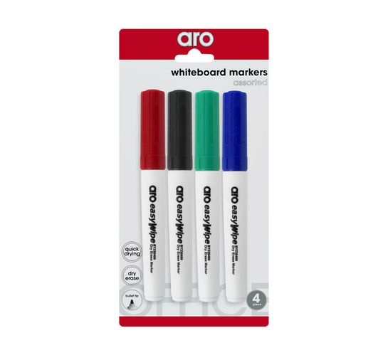 ARO Whiteboard Marker Assorted 4-Pack 