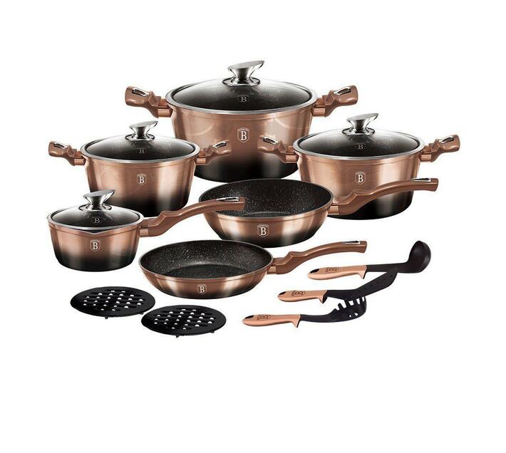 Berlinger Haus 15 Piece Marble Coating Cookware Set Rose Gold Noir Edition Makro