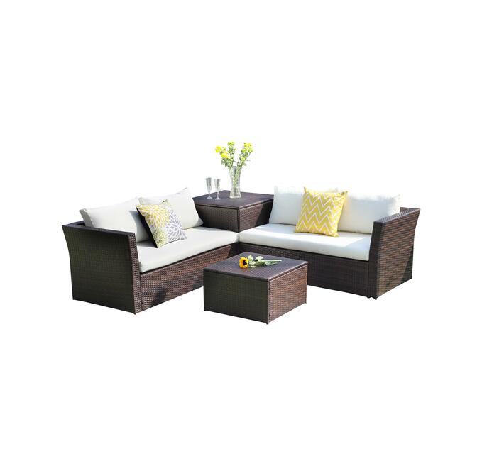 Outdoor Wicker Sofa Patio Set, 4 Piece Outdoor Wicker Furniture Set
