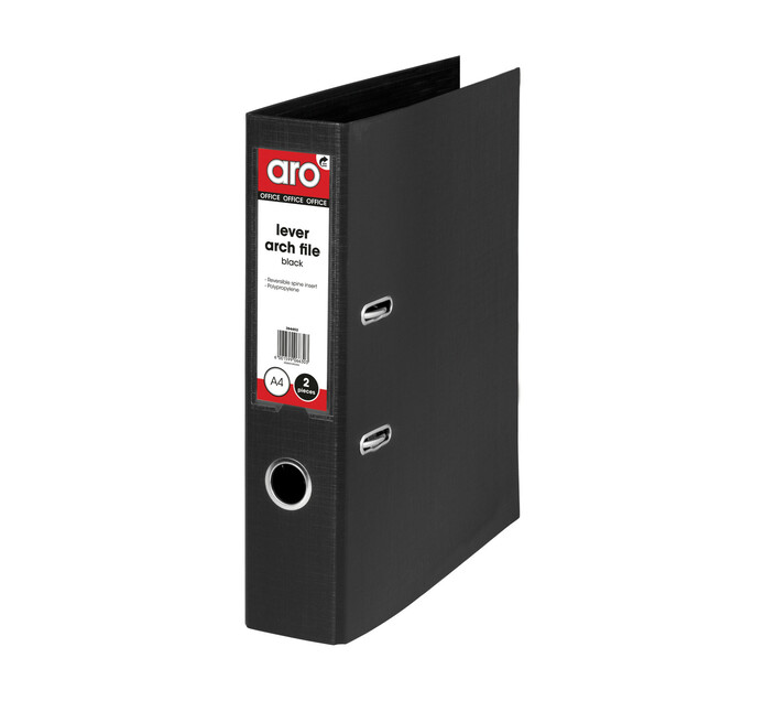 ARO A4 Polypropylene Lever Arch Files 2Pack Black Makro