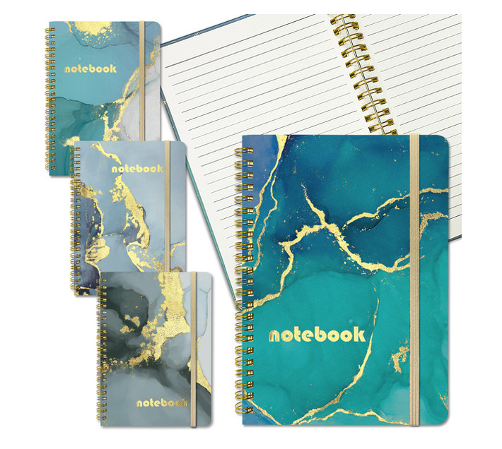 Pack of 4 Spiralbound A5 Notebook Marble Makro