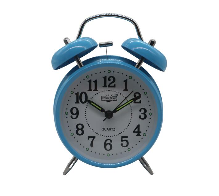 Vintage Twin Bell Alarm Clock 12cm Blue Makro