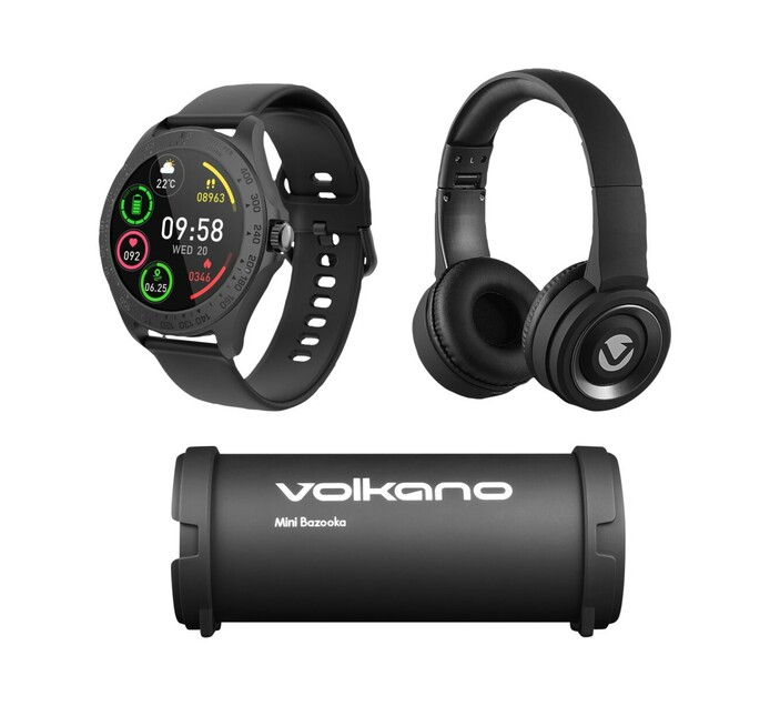 Volkano Volkano Smart Watch,Bluetooth Headphone & Bluetooth Speaker Bndl Makro