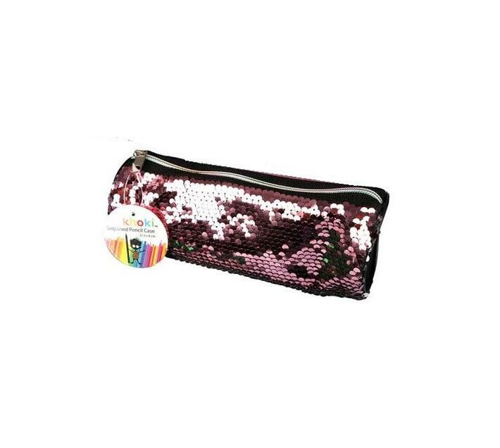 Pencil Case Sequin 21.5cm x 7.5cm Pink Makro