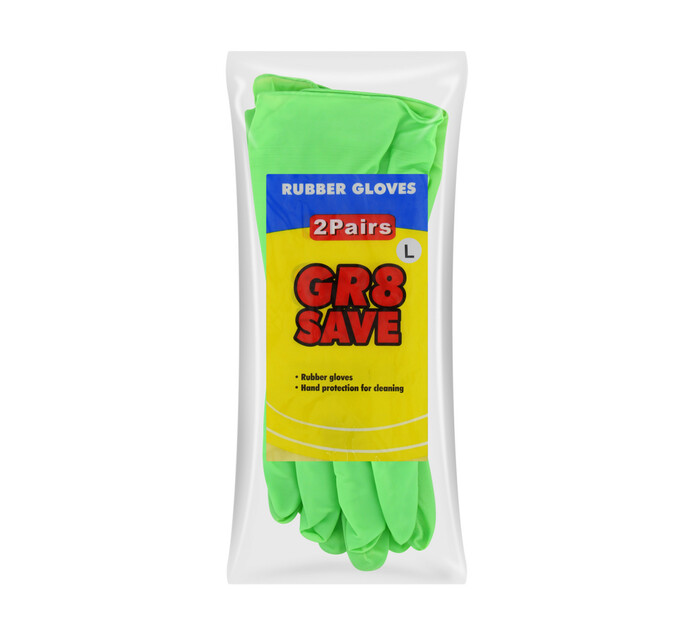 Gr8 Save Large Rubber Gloves 2 Pairs 