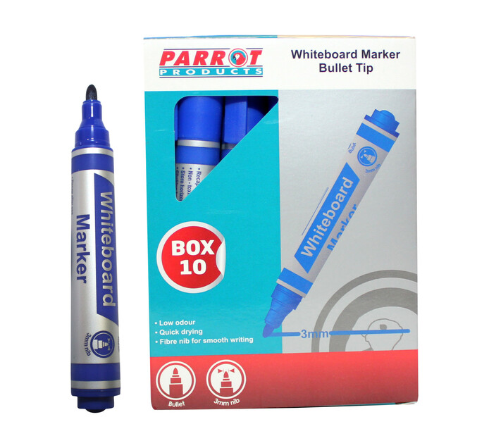 Parrot Product Bullet Whiteboard Marker D/Blue 10-Pack 