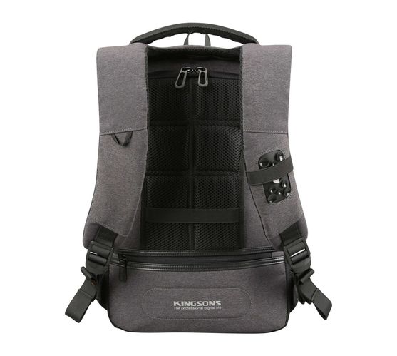 Kingsons Dark Grey Series 15.6 (39.6cm) Laptop Backpack with Adjustable Padded Shoulder Straps and Breathable Padded Back