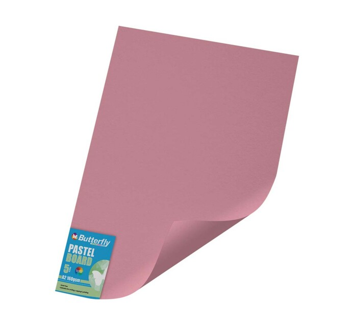 Butterfly A2 Pastel Board Pink 5 Sheets Specialised Paper Specialised Paper Paper Paper