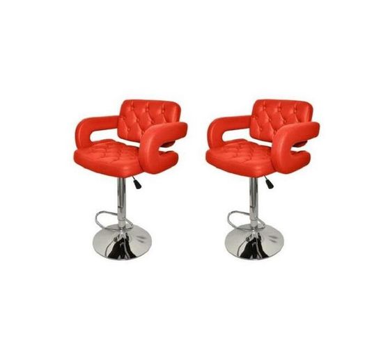 MAK Faux Leather Luxury Barstools with armrests - set of 2 - Red