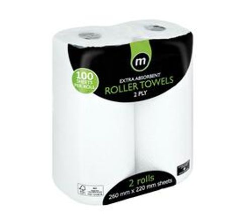 M Roller Towels Jumbo White (1 x 2's)