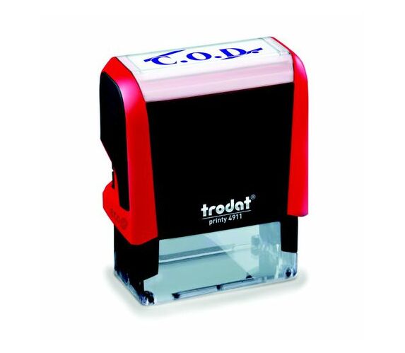 Trodat 4911 S-Printy - Stock Text Stamp - C.O.D Blue Ink