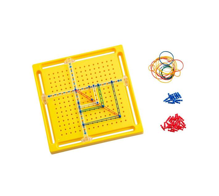 XY Coordinate Geo Pegboard with 24 Rubber Bands and 50 Pegs Makro