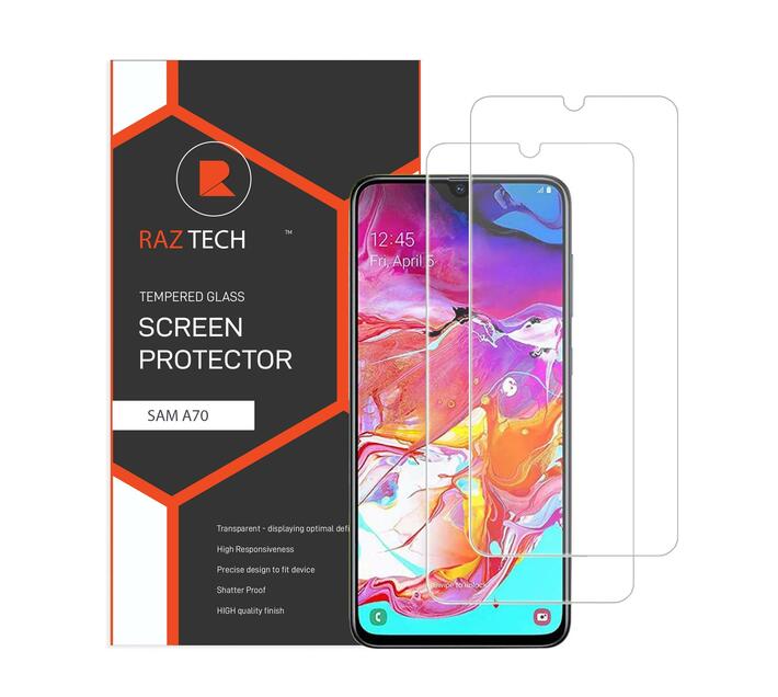 Raz Tech Tempered Glass for Samsung Galaxy A70 SM-A705FN (Pack of 2)