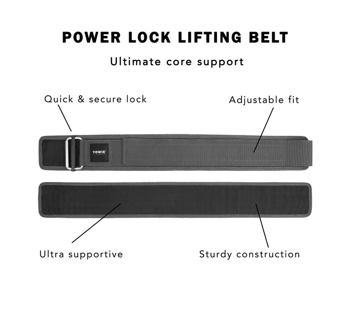 Yowie Power Lock Lifting Belt / Gym Belt (Black) MEDIUM Makro