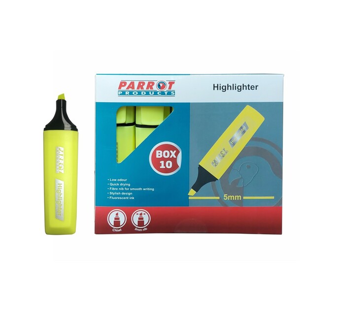 Parrot Products Highlighters Yellow 10Pack Makro